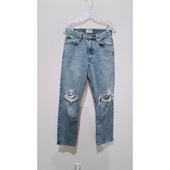 Agolde Mia Mid-Rise Distressed Straight-Leg Jeans 25” - Picture 6 of 14